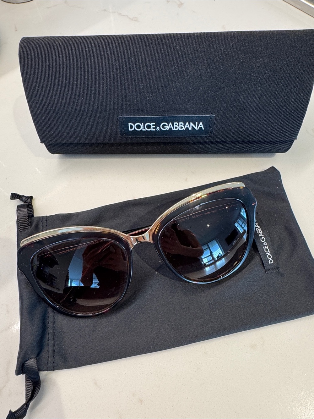 Dolce & Gabbana Black and Tortoiseshell Cat-Eye Sunglasses